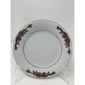 Vintage Poinsettia and Ribbons Fairfield Fine China Christmas Dessert Plate